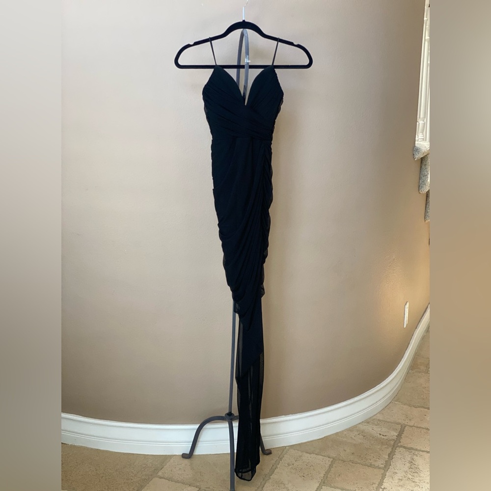 Nookie Black Ruched Asymmetrical Gown